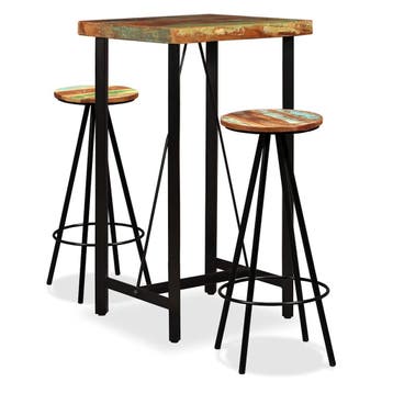 vidaXL Barset massief gerecycled hout 3-delig, Verzenden, Nieuw