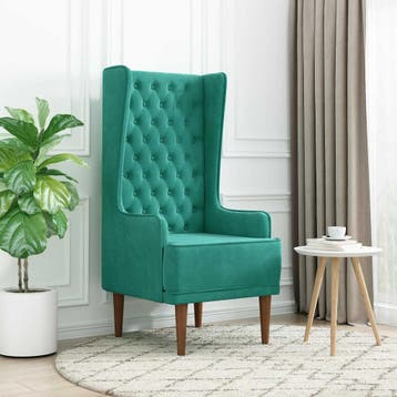 vidaXL Stoel met hoge rugleuning Turquoise fluweel, Verzenden, Nieuw