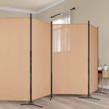 vidaXL 5-Panel Room Divider Beige 433 x 180 cm Stof, Verzenden, Nieuw