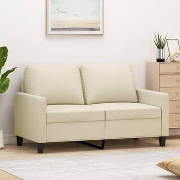 vidaXL Tweezitsbank 120 cm kunstleer crèmekleurig, Verzenden, Nieuw, Tweepersoons, Leer