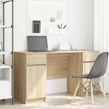 vidaXL Bureau Sonoma eiken Bewerkt hout 140 x 49 x 76 cm, Verzenden, Nieuw