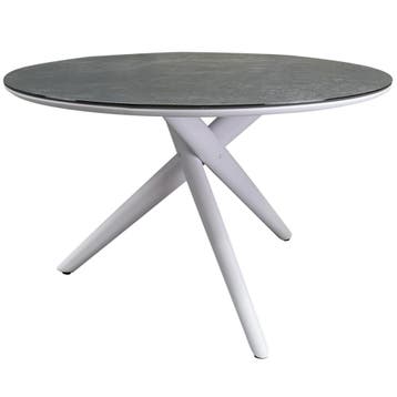New Valley dining tuintafel rond 120 cm wit keramiek, Tuin en Terras, Tuintafels, Ophalen of Verzenden, Nieuw