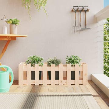 vidaXL Plantenbak verhoogd met hekontwerp 100x30x30 cm, 100 cm of meer, Verzenden, Nieuw, Hout