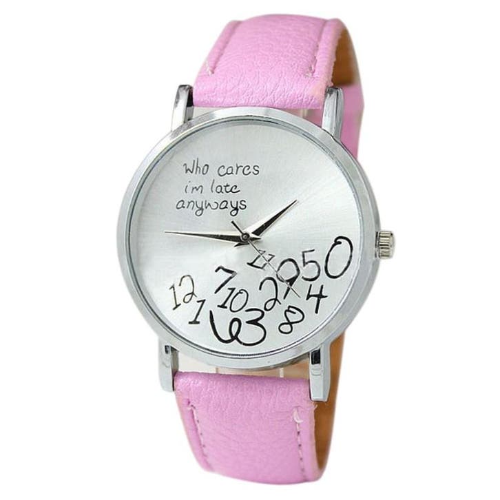 Fako - Horloge - Who Cares Im Late Anyways - Roze, Sieraden, Tassen en Uiterlijk, Horloges | Dames, Verzenden