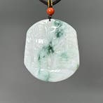 Snijwerk, Buddha Pendant - 53 mm - Gecertificeerde jadeiet