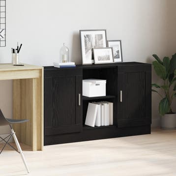 vidaXL Dressoir Zwart Eiken 120 x 30,5 x 70 cm Bewerkt hout, Huis en Inrichting, Kasten | Dressoirs, Verzenden, Nieuw, Overige houtsoorten