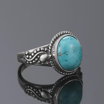 S925 Zilveren Ring met Ovaal Natuurlijke Turkoois - Fijne Si, Verzenden, Nieuw