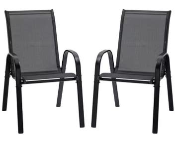 2 Stapelbare Tuinstoelen – Ademend Textileen en Metaal, Verzenden, Nieuw