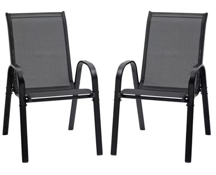 2 Stapelbare Tuinstoelen – Ademend Textileen en Metaal, Tuin en Terras, Tuinstoelen, Nieuw, Verzenden