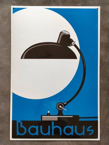Bauhaus - enamel sign BAUHAUS Lampe blau Emailschild Emaille