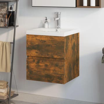 vidaXL Wastafelkast met ingebouwde wasbak bewerkt hout, Verzenden, Nieuw