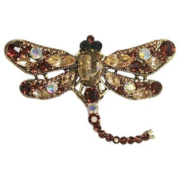 Fako Bijoux - Broche - Libelle - XXL - 67x94mm - Goud/Bruin, Verzenden, Nieuw