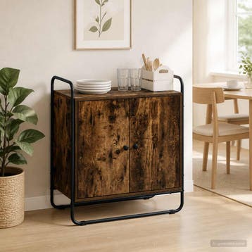 vidaXL Dressoir Gerookt eiken 68 x 35 x 75 cm Bewerkt hout, Verzenden, Nieuw, Overige houtsoorten, Minder dan 50 cm