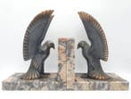 Boekensteunen - Marmer, Zinklegering - Aigles Art Déco