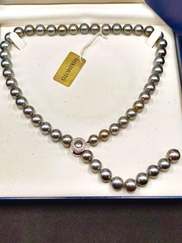 Mikimoto - Halsketting - Mikimoto Perle grigie mari del sud, Nieuw