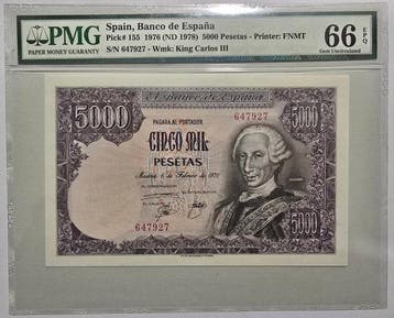 Spanje. - 5000 Pesetas 1976 (ND 1978) - Pick 155 (Zonder