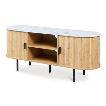 TV meubel Tvedestrand 140x40x55 cm marmer wit en naturel [en, Verzenden, Nieuw