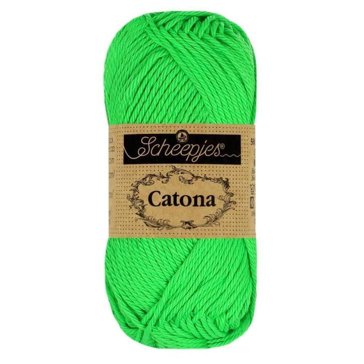 Scheepjes Catona - 10g - 602 Neon Green, Hobby en Vrije tijd, Breien en Haken, Breien of Haken, Nieuw, Wol of Garen, Ophalen of Verzenden