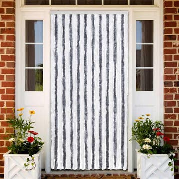 vidaXL Vliegengordijn 90x220 cm chenille grijs en wit, Verzenden, Nieuw