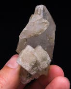 Hartvormige apatiet op quartz - Hoogte: 6.4 cm - Breedte: