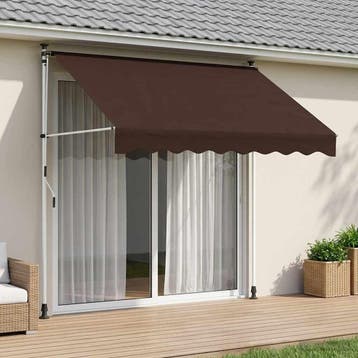 vidaXL Handmatig uitschuifbare luifel Bruin 350 cm, Tuin en Terras, Zonneschermen, Verzenden, Nieuw