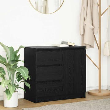 vidaXL Dressoir met lade 71x35x65 cm spaanplaat zwart, Verzenden, Nieuw, Overige houtsoorten