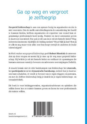 Werk maken van gespreid leiderschap 9789024467228, Verzenden, Zo goed als nieuw, Robert Mentink