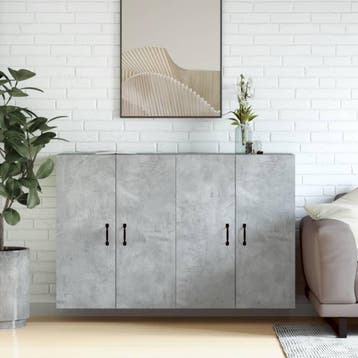 vidaXL Hangkasten 2 st bewerkt hout betongrijs, Verzenden, Nieuw, Overige houtsoorten