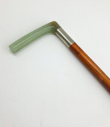 Wandelstok - Jade, Metaal, Hout - Modieuze wandelstok ca., Antiek en Kunst