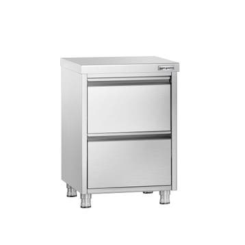 GGM Gastro | Ladenkast PREMIUM - RVS - met 2 laden - |, Verzenden, Nieuw in verpakking, RVS Meubilair