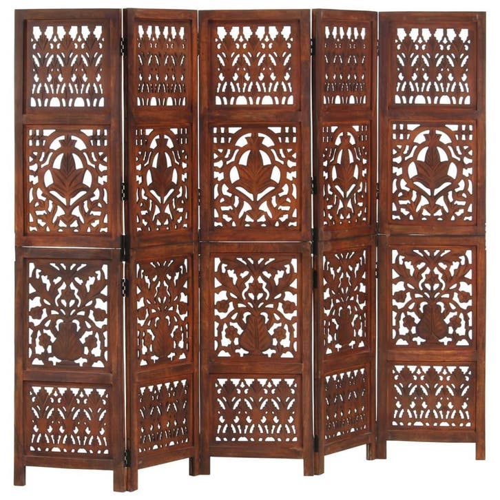 vidaXL Kamerscherm 5 panelen handgesneden 200x165 cm, Huis en Inrichting, Woonaccessoires | Kamerschermen, Nieuw, Verzenden