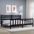 vidaXL Bedframe met hoofdbord massief hout zwart 200x200 cm, Verzenden, Zwart, Overige maten, 200 cm