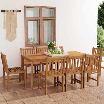 vidaXL 9-delige tuinset 180x90 cm massief teakhout, Tuin en Terras, Verzenden