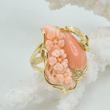 Koraal - Zilver - Ring - Roze koraal