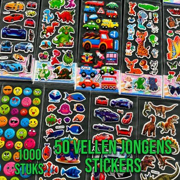 3D Stickers Jongens – 50 Vellen – Dinosaurus, Autos,, Verzenden, Nieuw