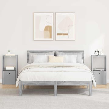 vidaXL Nachtkastje 2 st Grijs Sonoma 35 x 32 x 68,5 cm, Minder dan 45 cm, Verzenden, Nieuw, 55 tot 70 cm