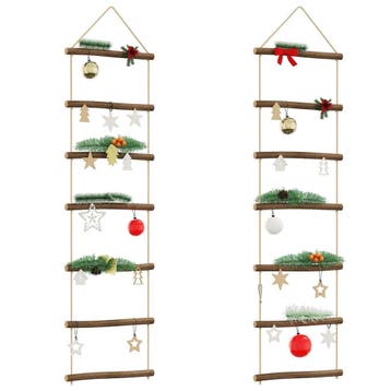 vidaXL Wanddecoraties laddervormig 2 st 30x100 cm naturel, Verzenden, Nieuw