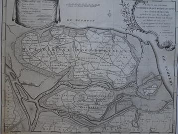 gravure kaart Noord beveland Wolphaartsdijk Hattinga, Tirion, Antiek en Kunst, Kunst | Etsen en Gravures, Verzenden, Cartografie