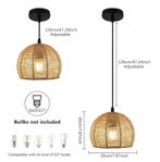 Rotan Plafondlamp – Handgeweven Papier Touwkap Zwarte kabel, Huis en Inrichting, Verzenden, Nieuw