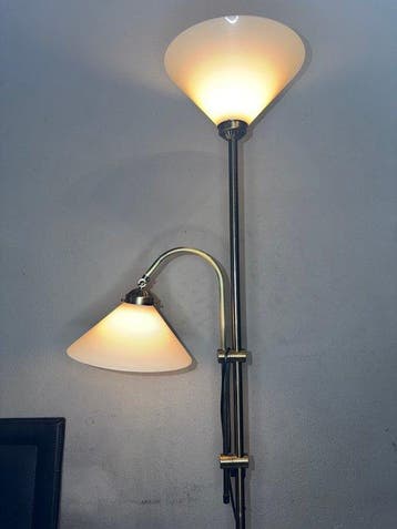 Staande lamp - Messing, Glas - Verstelbaar tot 176 cm!