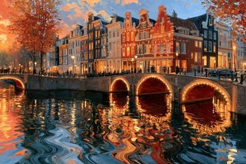 Iconica - Amsterdam Canal at Night - unique 1/1 XXL (100 x