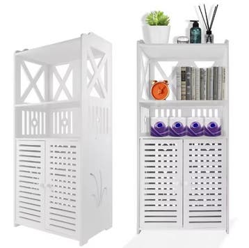 Hoek Badkamerkast 155 cm – Wit Opbergmeubel met 6 Planken, Verzenden, Nieuw