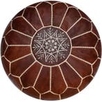 Poef Leder - Cognac Honing, Verzenden, Nieuw