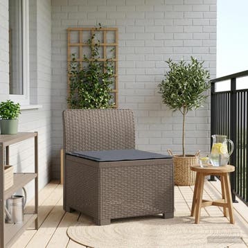 vidaXL Eénpersoons Tuinbank met Kussen Rattan Look PP, Tuin en Terras, Tuinsets en Loungesets, Verzenden, Nieuw