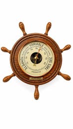 Baromaster Barometer marine met stuurwiel - Hout, Metaal,