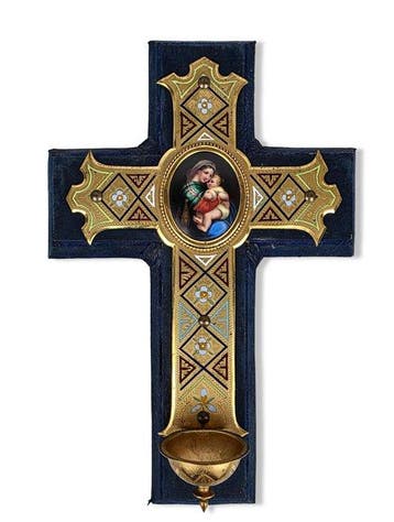 Kruis - Verguld messing - 1850-1900 - Met prachtige