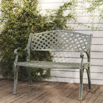 vidaXL Tuinbank 102 cm gietaluminium groen, Tuin en Terras, Tuinbanken, Verzenden, Nieuw, Aluminium