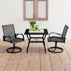 vidaXL 3-delige Tuinset textileen en staal, Tuin en Terras, Tuinsets en Loungesets, 2 zitplaatsen, Verzenden, Nieuw, Rvs