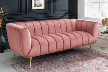 Retro 3-zitsbank NOBLESSE 225cm oudroze fluwelen 3-zits met, Ophalen of Verzenden, Nieuw