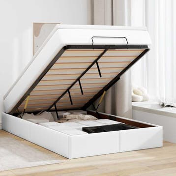 vidaXL Ottoman bed met matras 120x200cm kunstleer wit, Overige materialen, Verzenden, Wit, Nieuw